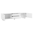 ON-TREND Cream Style TV Stand with Arched Doors & 2 Drawers for TVs up to 75', Minimalist Media Console with Rebound Device, Entertainment Center with 5 Iron Round Legs for Living Room, Bedroom, White - Grand Goldman Shop