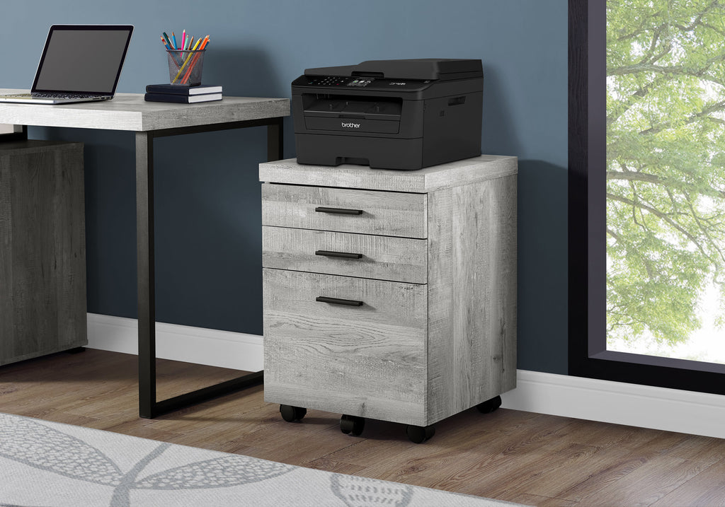 File Cabinet, Rolling Mobile, Storage Drawers, Printer Stand, Office, Work, Grey Laminate, Contemporary, Modern - Grand Goldm