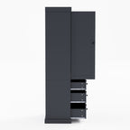 [Assembly Video Provided]TOPMAX 77inch Farmhouse Kitchen Pantry, Freestanding Tall Cupboard Storage Cabinet with 3 Adjustable Shelves, 8 Door Shelves, 3 Drawers for Kitchen, Dining Room, Gray - Grand Goldman Shop