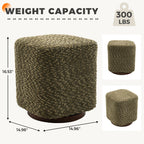 Olive Upholstered 360° Swivel Vanity Stool, Modern Makeup Chair with Soft Fabric Cushion for Bedroom or Living Room - Grand Goldman Shop