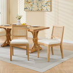 Farmhouse Rattan Dining Chairs Set of 2, Mid Century Modern Kitchen & Dining Room Chairs, Cane Upholstered Kitchen Side Chair with Natural Hardwood Frame, Beige - Grand Goldman Shop