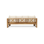 Outdoor Extendable Acacia Wood 3 Seater Sofa, Upholstered Cushion Couch, Daybed Sofa Chair, Spacious Seating Lounge Chair, Patio Daybed Sofa for Garden Yard - Grand Goldman Shop