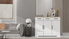 Farmhouse Buffet Cabinet Storage Sideboard with 3 Drawers and 3 Doors for Dining Living Room Kitchen Cupboard-White - Grand Goldman Shop