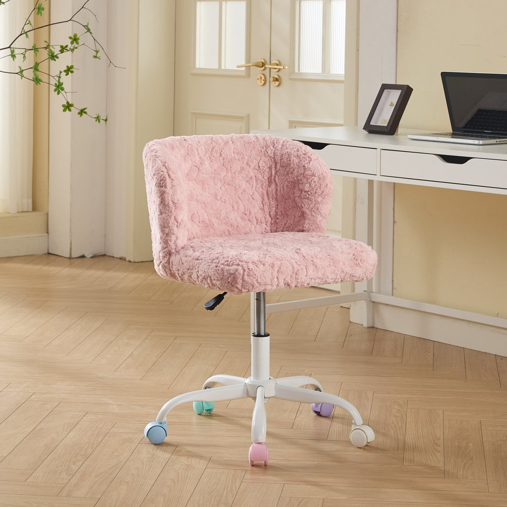 A&A Furniture Office Chair,Artificial rabbit hair Home Office Chair with Metal Base,Adjustable Desk Chair Swivel Office Chair