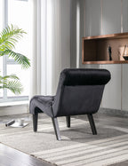COOLMORE Modern Velvet Armless Accent Living Room Chair / Leisure Chair,Upholstered Fabric Button Comfortable Chair with Wooden Legs for Bedroom, Living Room, Office (Black Velvet) - Grand Goldman Shop