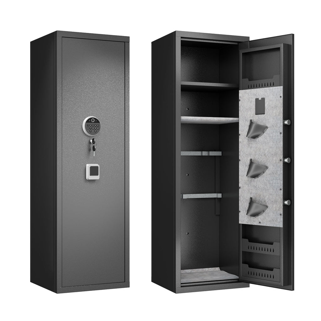 Gun Safes For Home Rifle And Pistols, Fingerprint Electronic Safe With Quick Access, Detachable Partition, No Assembly Requir