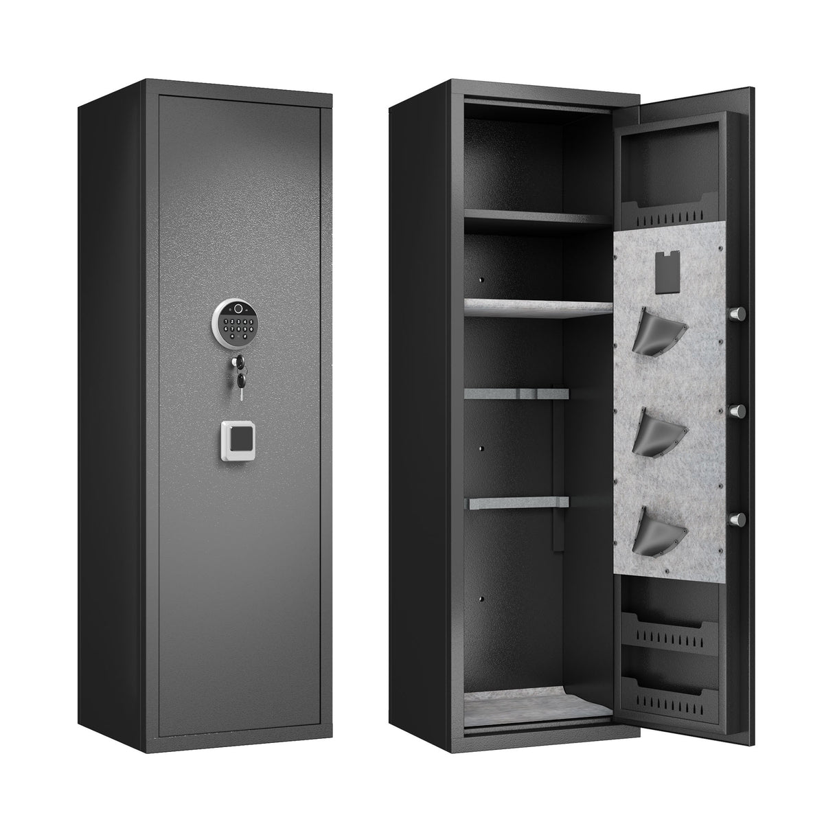 Gun Safes For Home Rifle And Pistols, Fingerprint Electronic Safe With Quick Access, Detachable Partition, No Assembly Requir