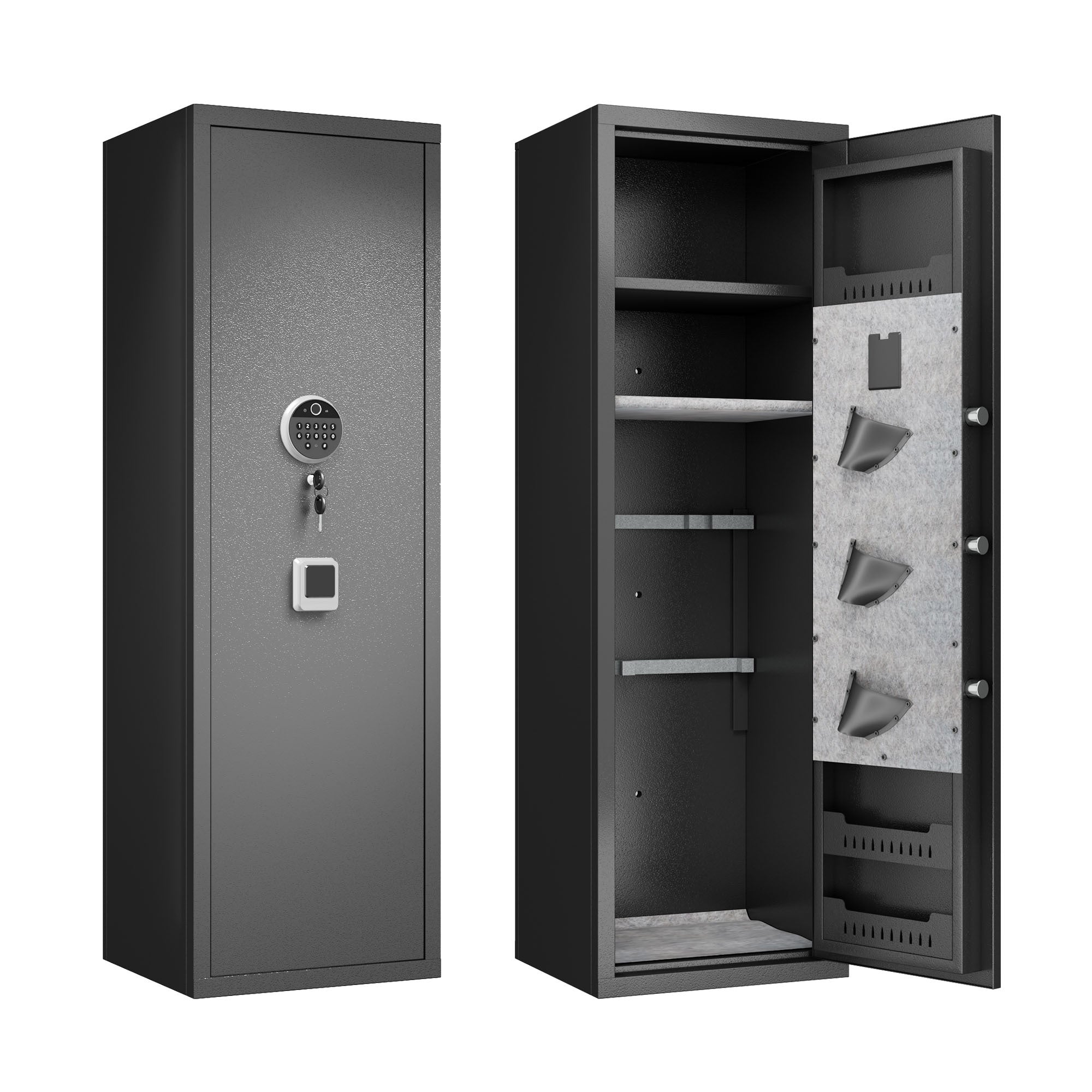 Gun Safes For Home Rifle And Pistols, Fingerprint Electronic Safe With Quick Access, Detachable Partition, No Assembly Requir