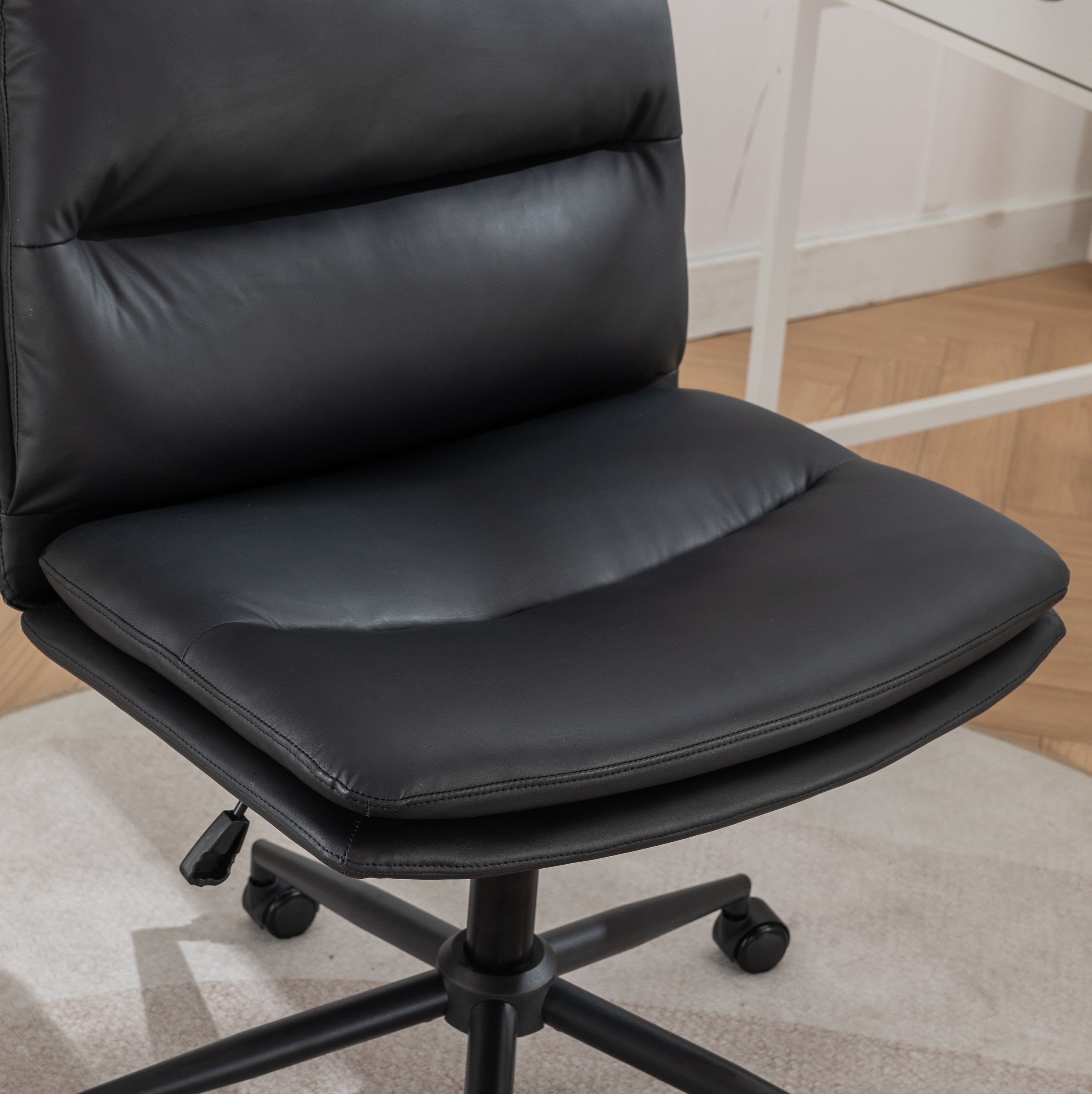 Bizerte Adjustable Swivel Criss-Cross Chair, Wide Seat/ Office Chair /Vanity Chair, Black | Premium Home Decor - Grand Goldma