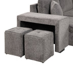 104.5' Modern L-Shape 3 Seat Reversible Sectional Couch, Pull Out Sleeper Sofa with Storage Chaise and 2 Stools for Living Room Furniture Set,Knox Charcoal (old sku:SG000431AAA) - Grand Goldman Shop