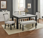 1pc Contemporary Upholstered Dining Bench Light Gray Finish Dining Room Living Room Wooden Furniture Black Finish - Grand Goldman Shop