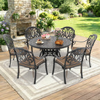 7-Piece Set Of Cast Aluminum Patio Furniture With Black Frame and Brown Seat Cushions(same as: W1710S00482 , W1710S00140)
