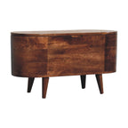 Solid Wood Honey Caramel Rounded Lid-Up Blanket Box, Nordic Legs, Brown - Grand Goldman Shop