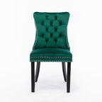 Nikki Collection Modern, High-end Tufted Solid Wood Contemporary Velvet Upholstered Dining Chair with Wood Legs Nailhead Trim 2-Pcs Set,Green, SW2001GN - Grand Goldman Shop