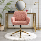 A&A Furniture Office Chair,Artificial rabbit hair Home Office Chair with Golden Metal Base,Adjustable Desk Chair Swivel Offic
