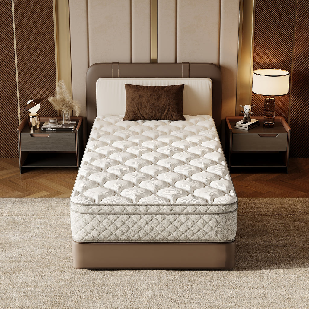 Twin Size Mattress,12 Inch Hybrid Twin Mattress in a Box with Memory Foam and Pocket Spring for Pressure Relief & Comfort Sleep & Zoned Support, Medium Firm,CertiPUR-US & OEKO-TEX - Grand Goldman Shop