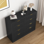Modern 8 Drawers Dresser Chests for Bedroom,47.2' Wide Wood Chest of Drawers with Gold Metal Handle,Drawer Organizer for Bedroom,Living Room,Hallway and Entryway,Black - Grand Goldman Shop