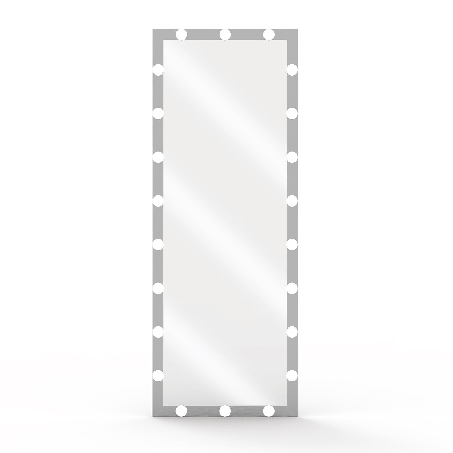 Hollywood Full Length Mirror with Lights Full Body Vanity Mirror with 3 Color Modes Lighted Standing Floor Mirror for Dressing Room Bedroom Wall Mounted Touch Control Silver 63'x24' - Grand Goldman Shop