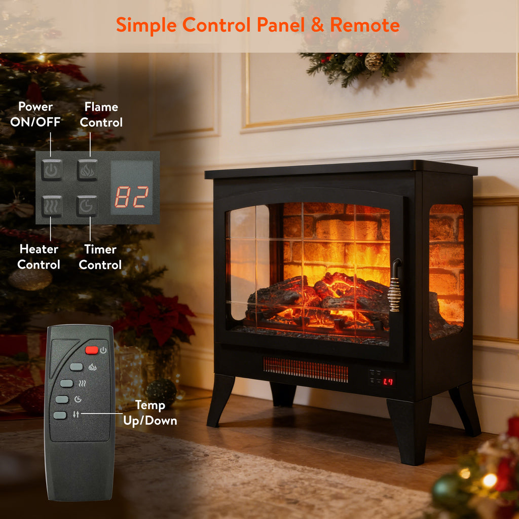 21 inchThree-sided Freestanding Electric Fireplace Stove heater with 3D Flame effect with remote control - Grand Goldman Shop