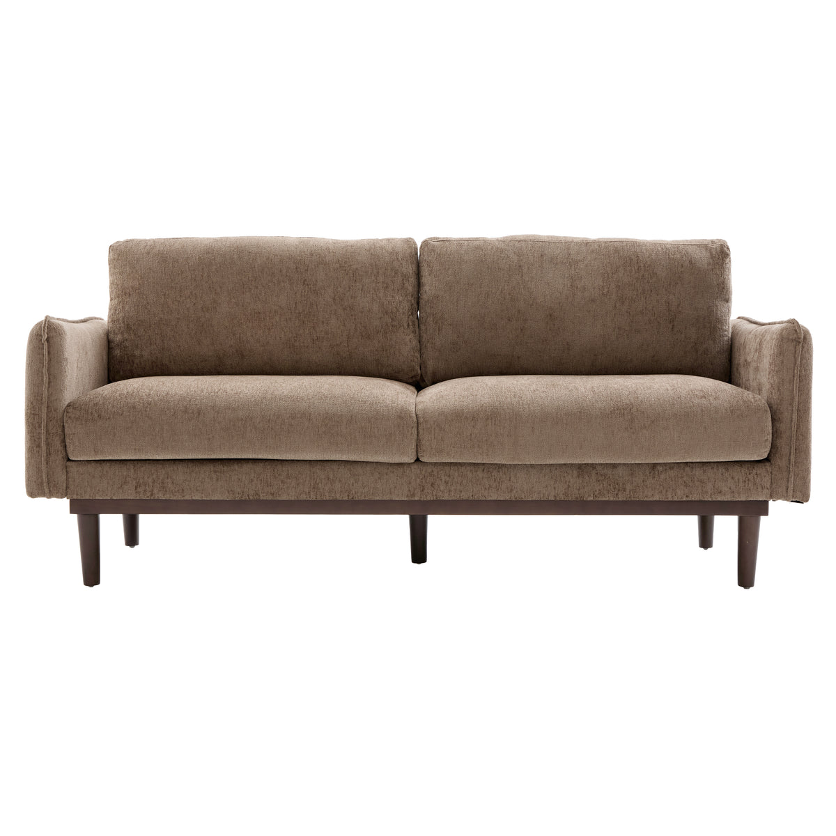 Modern Style Loveseat Sofa 75.75' with Spacious Seating, Brown Chenille Upholstery, Rubber Wood Legs, 2-Seater Couch - Grand Goldman Shop