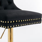 A&A Furniture Modern Swivel Velvet Barstools with Adjustable Seat Height, Comfortable Black Tufted Upholstery, Set of 2 - Grand Goldman Shop