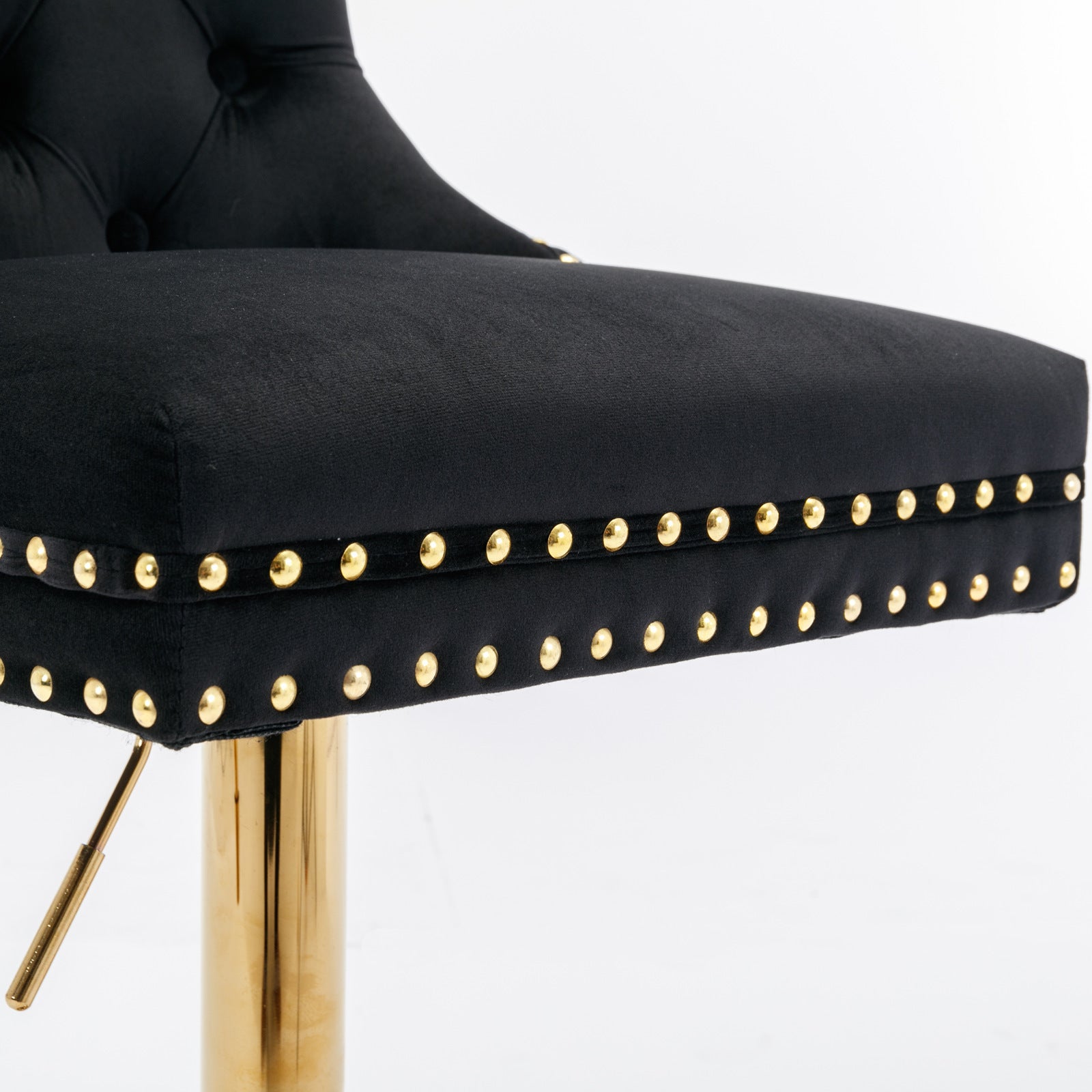 A&A Furniture Modern Swivel Velvet Barstools with Adjustable Seat Height, Comfortable Black Tufted Upholstery, Set of 2 - Grand Goldman Shop
