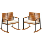Lawn Rocking Chair Set of 2 Rocking Chairs with Armrests Cushion, Cream White - Grand Goldman Shop