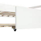 White Twin Daybed with Trundle Frame Set, Pine Wood and MDF, 76''L x 41.7''W x 25.9''H - Grand Goldman Shop