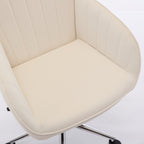 TY Adjustable Office Chair, Ergonomic Swivel Chair, Velvet Backrest Seat, Comfortable for Long Sitting, Beige - Grand Goldman