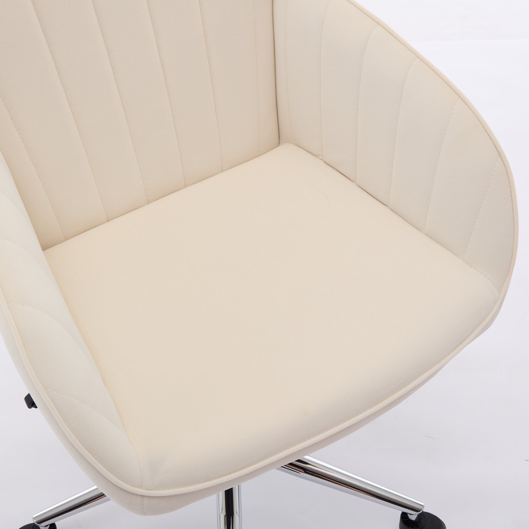TY Adjustable Office Chair, Ergonomic Swivel Chair, Velvet Backrest Seat, Comfortable for Long Sitting, Beige - Grand Goldman