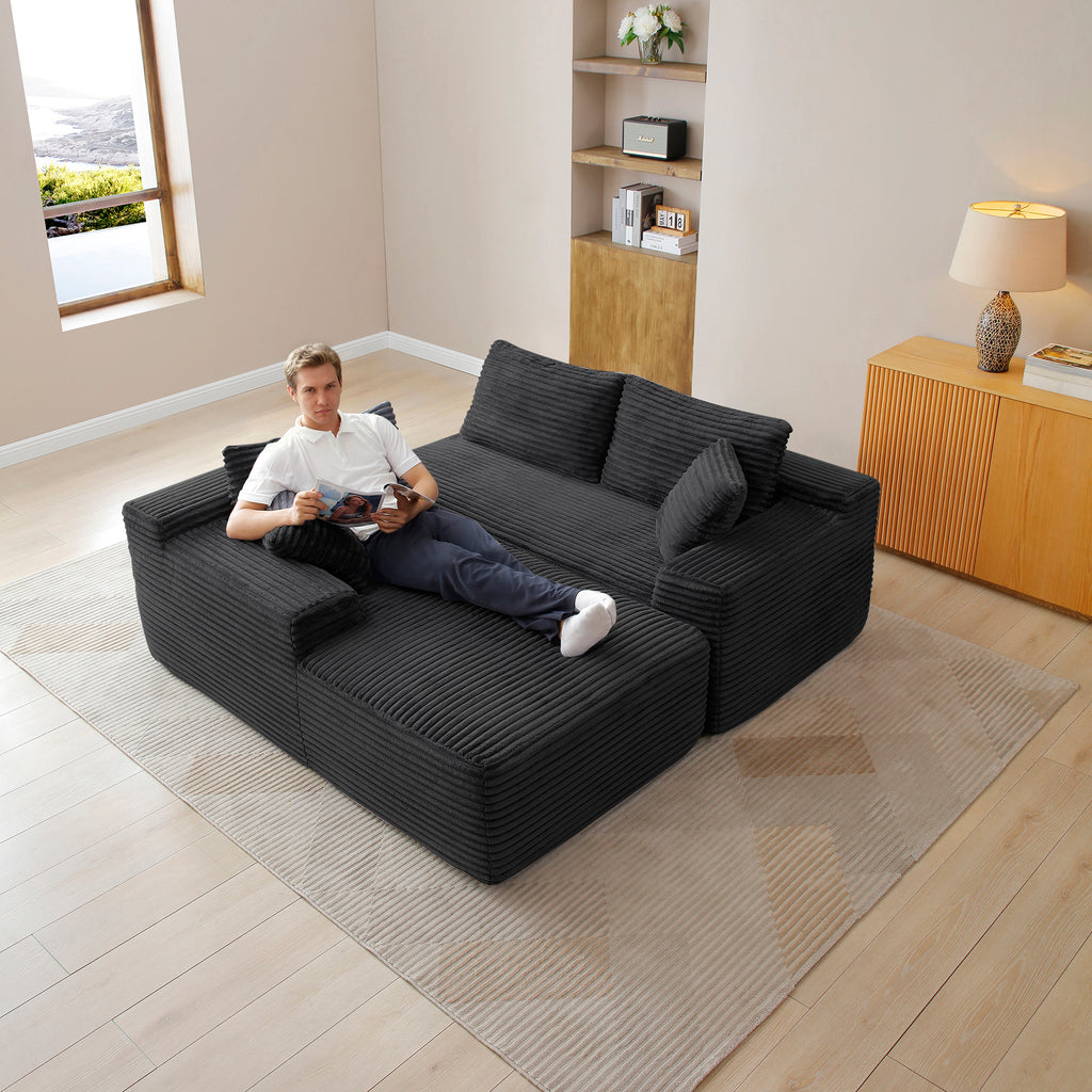 105'' Modular Sectional Sofa, Cloud Sectional Couch with Deep Seat, Modern Modular L-Shape Sofa Couch with Chaise,Upholstered Couches for Living Room Bedroom,No Assembly, (BLACK) - Grand Goldman Shop