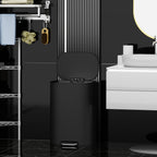 13 Gallon 50L Kitchen Foot Pedal Operated Soft Close Trash Can - Stainless Steel Ellipse Bustbin - BLACK - Grand Goldman Shop