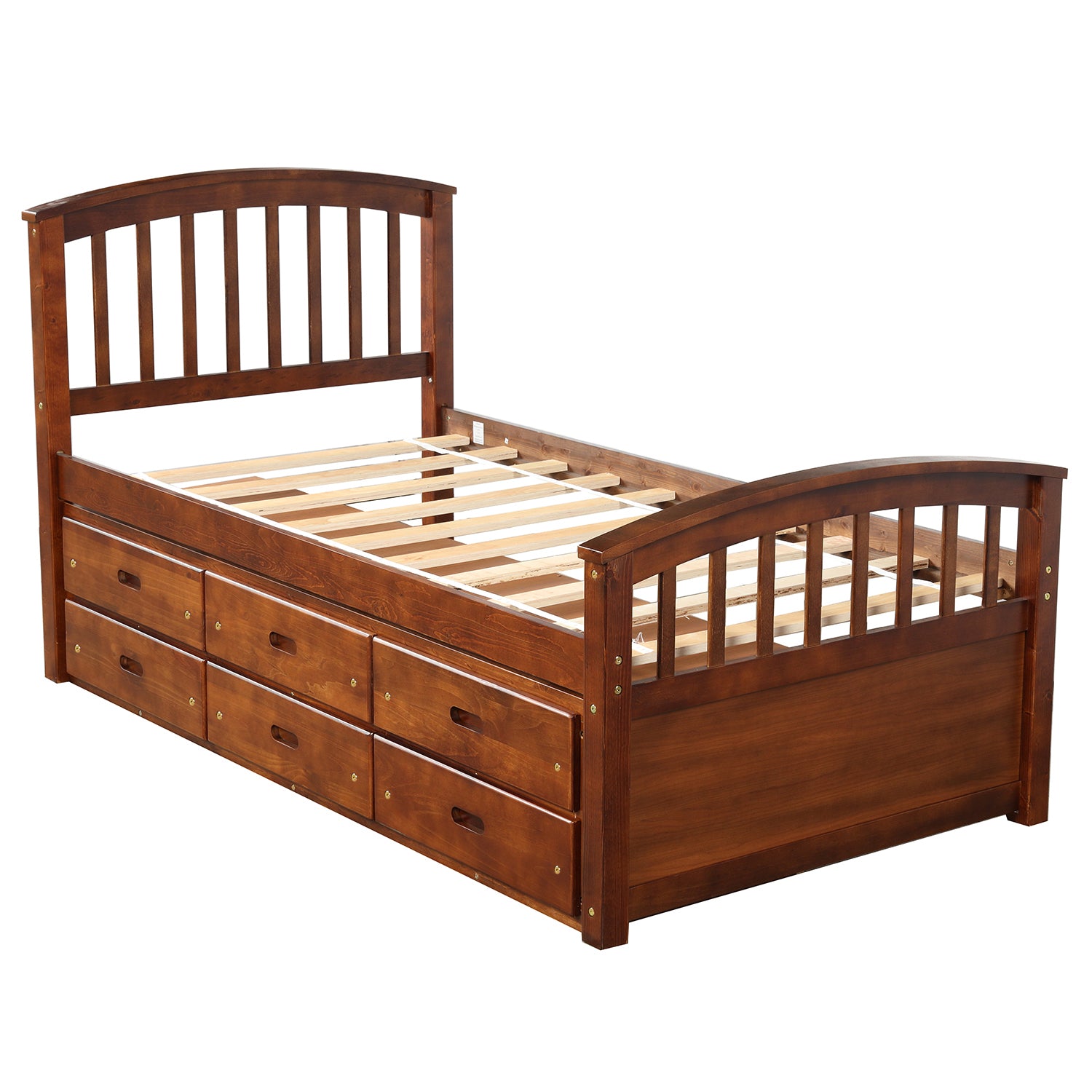 Orisfur. Twin Size Platform Storage Bed Solid Wood Bed with 6 Drawers - Grand Goldman Shop
