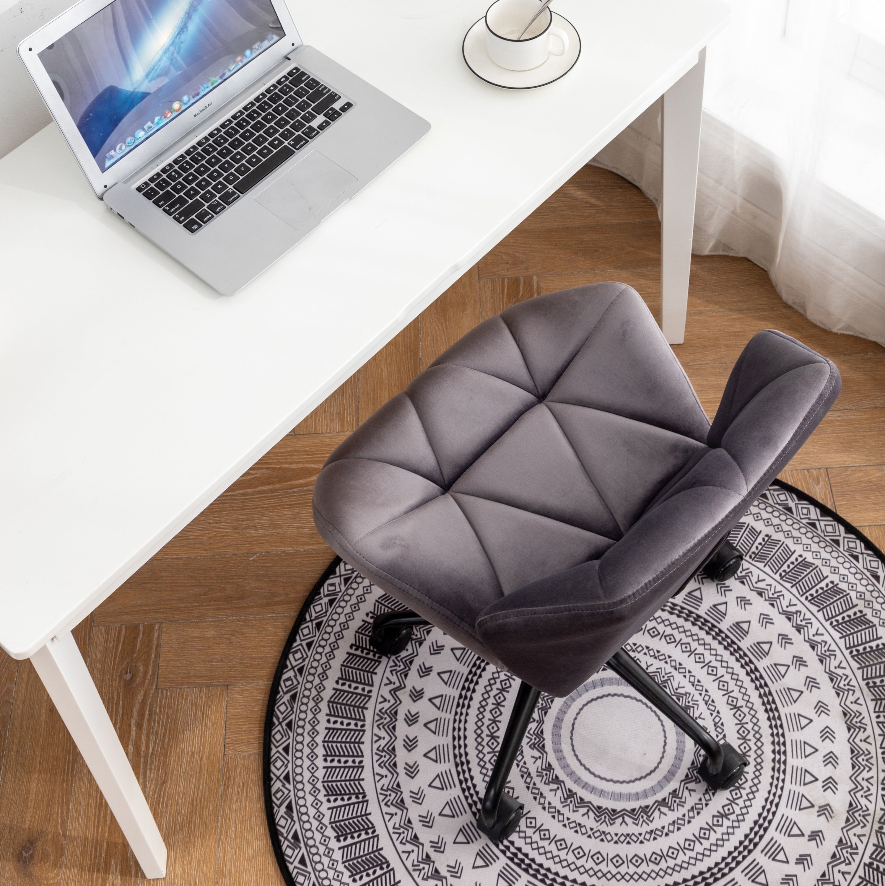 Eldon Diamond Tufted Adjustable Swivel Office Chair, Gray - Grand Goldman
