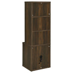 Geary Dark Pine 3-Shelf Bookcase with USB Charging and Lockable Top Drawer in Dark Brown Engineered Wood | Premium Home Decor