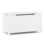 Kids Wooden Toy Box Storage with Safety Hinged Lid for Ages 2+ (White) - Grand Goldman