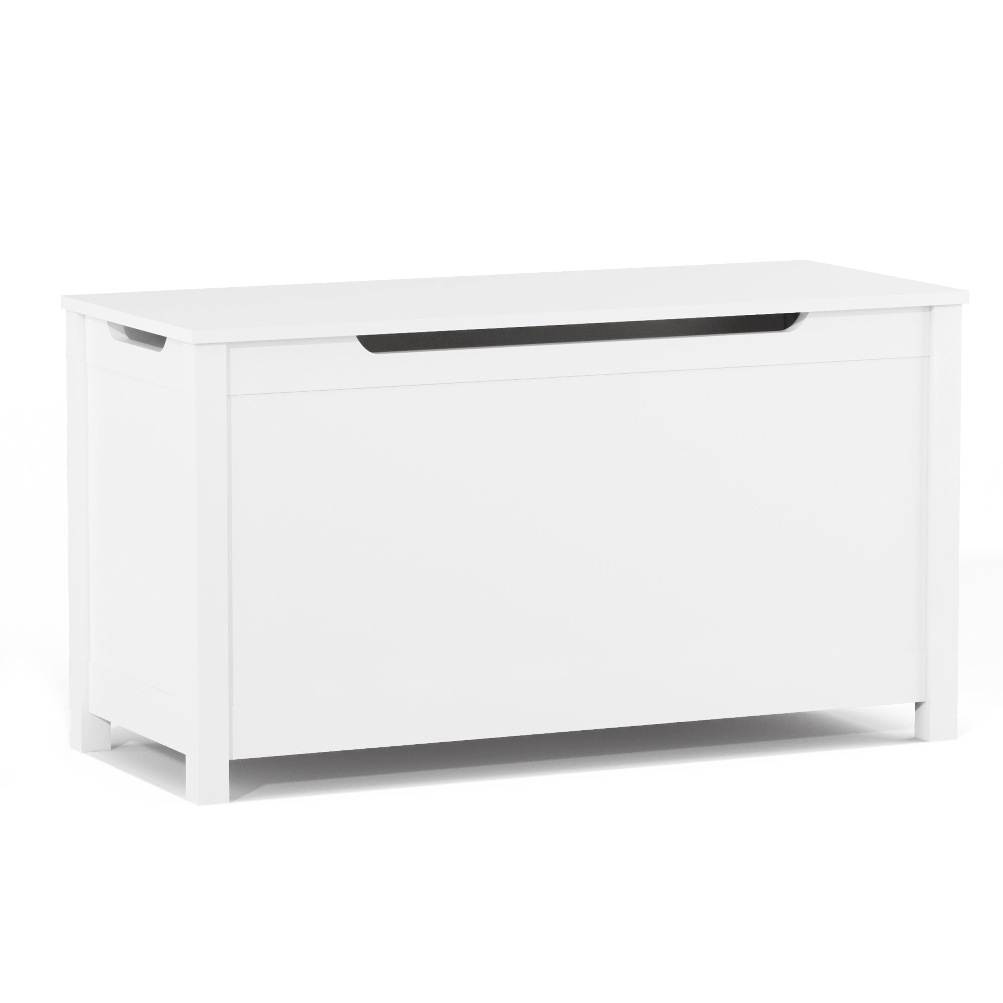 Kids Wooden Toy Box Storage with Safety Hinged Lid for Ages 2+ (White) - Grand Goldman