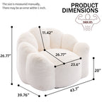 Lotus Style Compression Sofa Adult Bean Bag with Pull Ring, White Plush, 43.7 x 39.76 x 26.77 inches, No Installation Required - Grand Goldman Shop