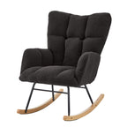Glider Chair for Living Room Tufted Upholstered Teddy Fabric Rocking Chair with Metal Frame Accent Chair Dark Gray - Grand Goldman Shop