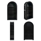 78.74' Tall Arched Bookcase, Mid Century Modern 4-Tier Arched Storage Bookcase with Open Display Storage Shelf for Dining Room, Living Room,Bedroom (Black) - Grand Goldman Shop