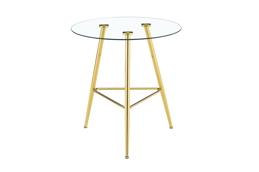 36 Inch Height Bar Table, 34 Inch Round Tempered Glass Top Pub Table with Chrome-Plated Golden Metal Legs, Modern Bistro Table for Kitchen Island/Bar/Cafe - Grand Goldman Shop