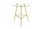 36 Inch Height Bar Table, 34 Inch Round Tempered Glass Top Pub Table with Chrome-Plated Golden Metal Legs, Modern Bistro Table for Kitchen Island/Bar/Cafe - Grand Goldman Shop