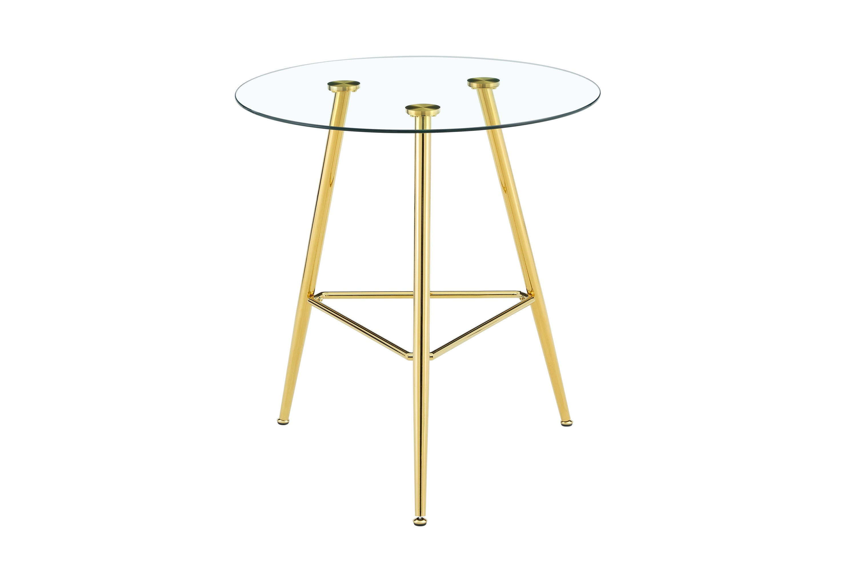 36 Inch Height Bar Table, 34 Inch Round Tempered Glass Top Pub Table with Chrome-Plated Golden Metal Legs, Modern Bistro Table for Kitchen Island/Bar/Cafe - Grand Goldman Shop
