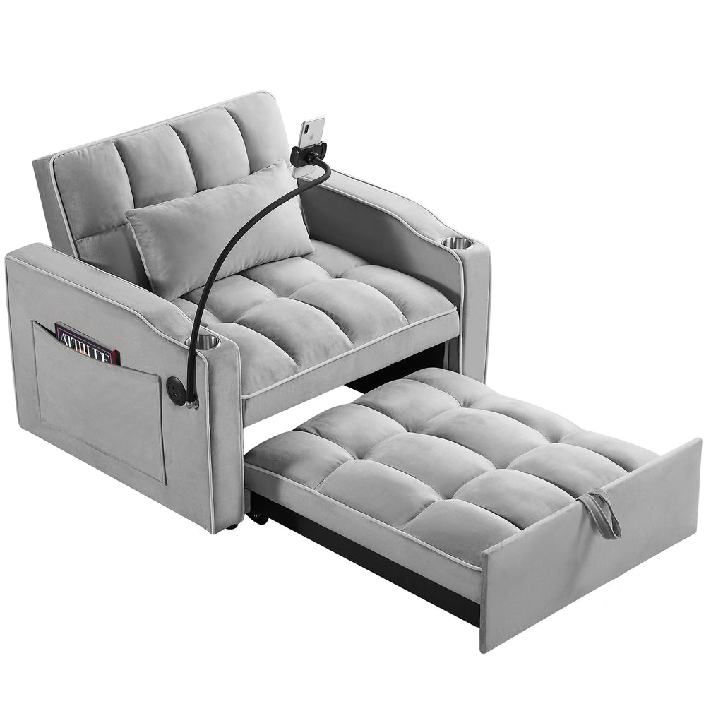Convertible Sleeper Chair Sofa Bed Adjustable Pull Out Sleeper Chair Bed Multi-Pockets Folding Sofa Bed for Living Room Bedroom Small Space,3-in-1 Sofa Bed - Grand Goldman Shop