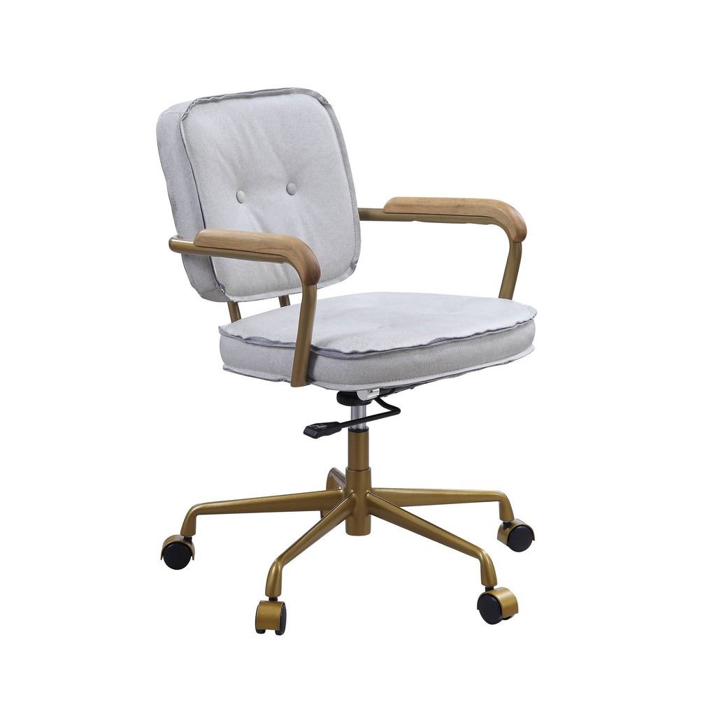 Siecross Vintage White Top Grain Leather Office Chair - Grand Goldman