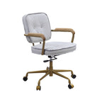 Siecross Vintage White Top Grain Leather Office Chair - Grand Goldman