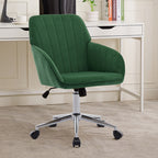 TY Adjustable Office Chair, Ergonomic Swivel Chair with Velvet Backrest Seat in Green, Comfortable for Long Sitting | Premium