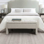 Modern Upholstered Bed End Bench with Storage, Comfy Light Grey Linen Foot Rest for Living Room and Bedroom - Grand Goldman Shop