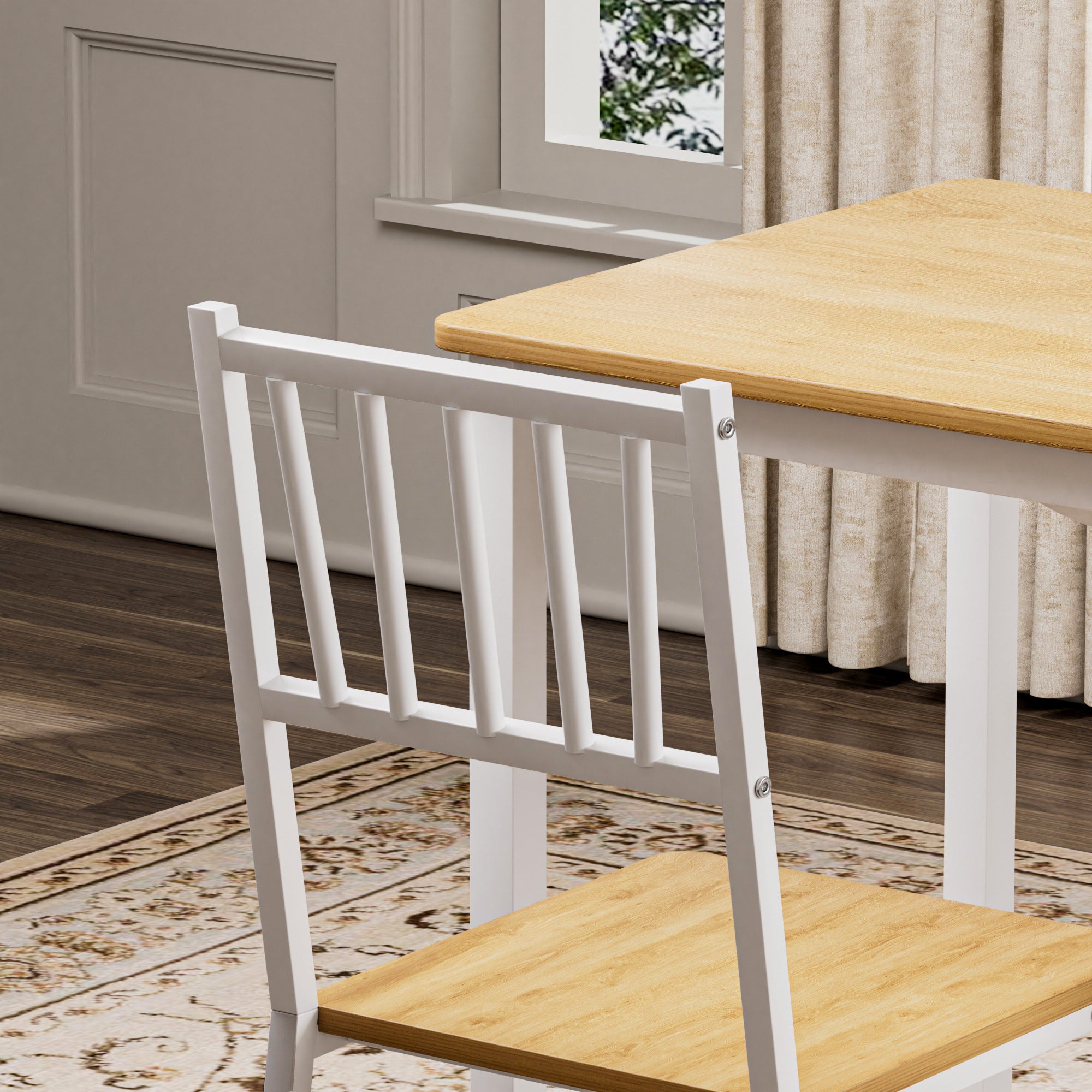 Dining Table Set, Bar Table with 2 Dining chairs, Kitchen Table Counter with Chairs, Industrial for Kitchen Breakfast Table, Living Room, Party Room,Natural and White,35.4″L x23.6″W x 29.7″H - Grand Goldman Shop
