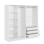 Doorless Wooden Storage Wardrobe for Dedroom with Shelves and 3 Drawers, White - Grand Goldman Shop